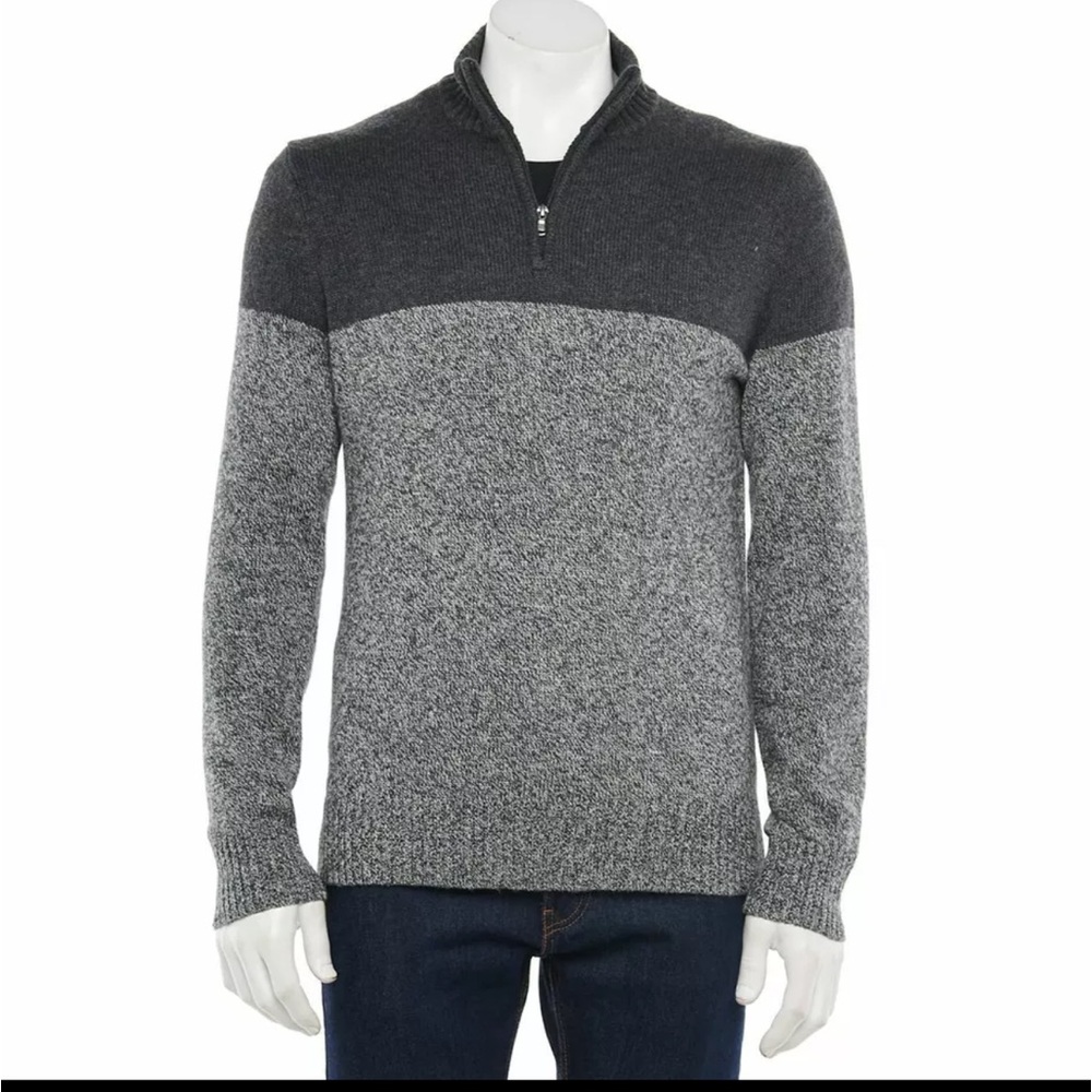 Sonoma Mock Neck Quarter Zip Sweater Men’s Medium Knit Cotton Pullover